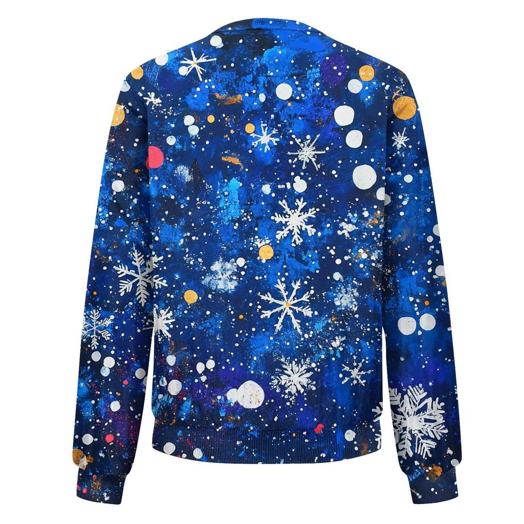 Женская легкая короткая куртка с длинными рукавами на молнии с принтом, повседневная стеганая куртка с карманами, рождественская