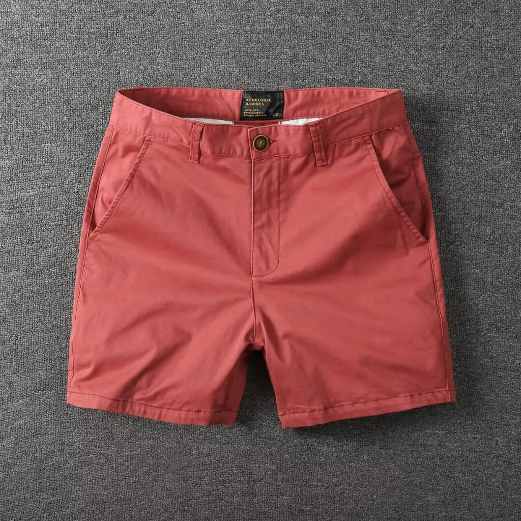 Men's Casual Cotton Shorts Summer Solid Color Slim Fit Loose Fit Thin Three-quarter Length Pants European American Workwear
