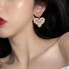 Новые серьги-гвоздики Love Pearl, серьги-гвоздики в форме сердца со стразами, жемчужные серьги для женщин и девушек, для вечеринок, для индивидуальности, темперамента, ювелирные изделия в подарок