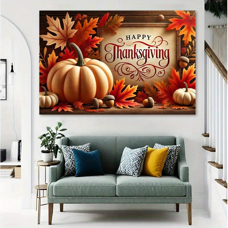 2D Party Backdrop Banner - Thanksgiving Harvest Theme, Washable Polyester Photo Background for Party & Home Decor (8x6 Ft)