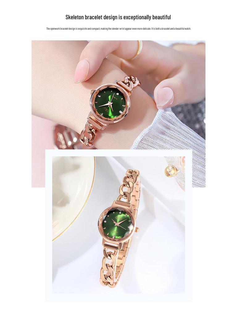 Gedi Fashion Градиентный циферблат Женские джинсовые часы-цепочка Водонепроницаемые кварцевые часы