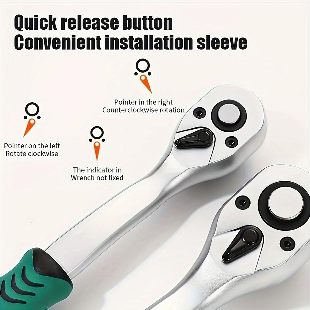 Набор торцевых головок 1/4" и 1/2" с трещоткой, основной набор торцевых головок на 94 предмета, CR-V, набор механических инструментов SAE/метрический, трещотка на 72 зуба, с