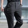Fashion Men's Summer Pants Ice Silk Stretch Breathable Straight Leg Pants Breathable Quick Dry Elastic Band Black Trousers Plus Size