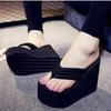 Summer Women High Heel Sandals Thick Bottom Wedges Anti-slip Beach Flip-flops