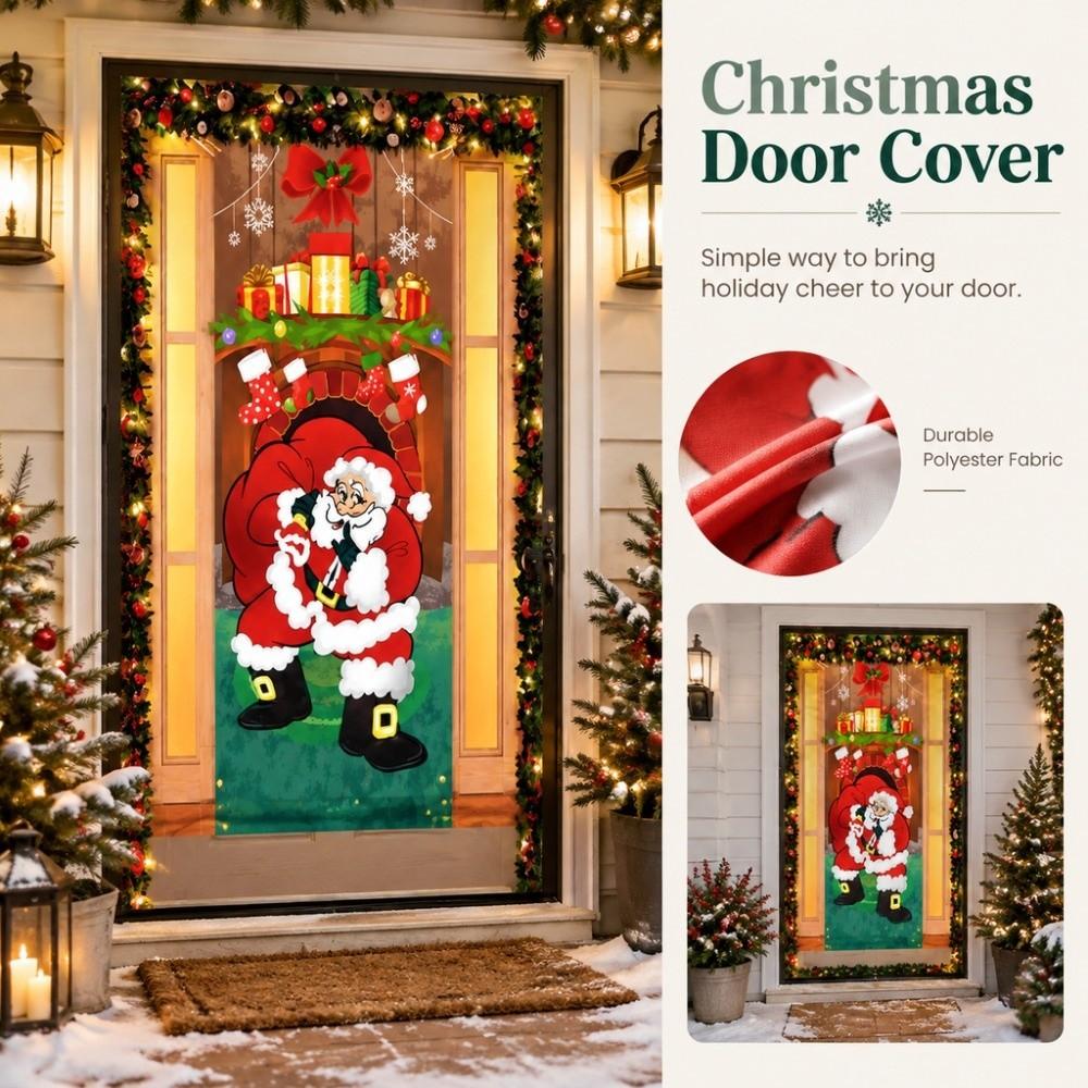 Atmosphere Arrangement Door Banner Door Hanging Fabric Flag Cute Window Sign Banners Christmas
