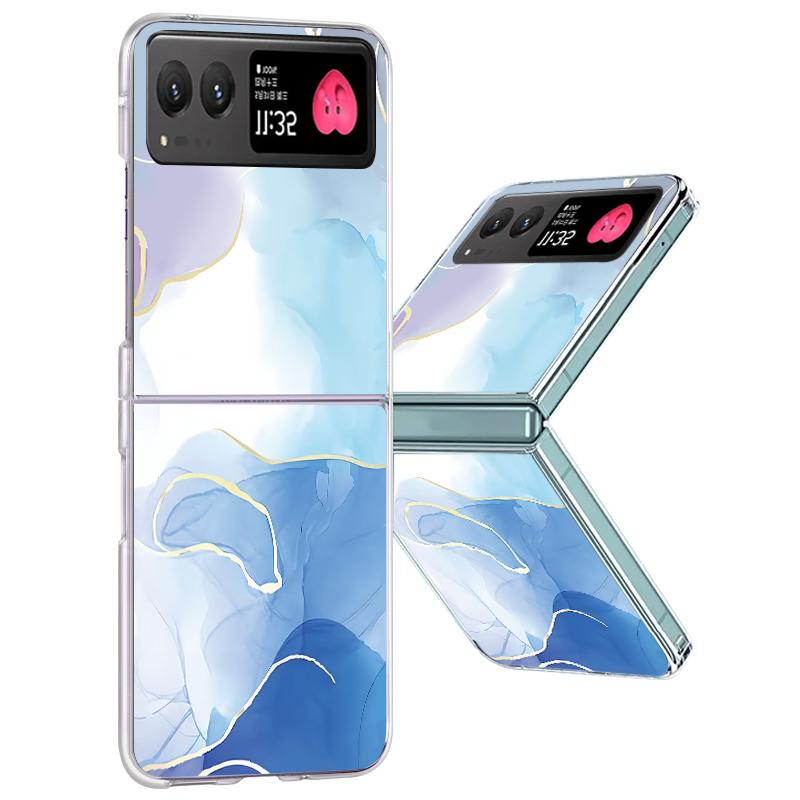 Для Samsung Z Flip6 Flip5 Flip4 Flip3 Motorola Razr 40 Ultra складной чехол для телефона PC мягкий мраморный ударопрочный тонкий корпус