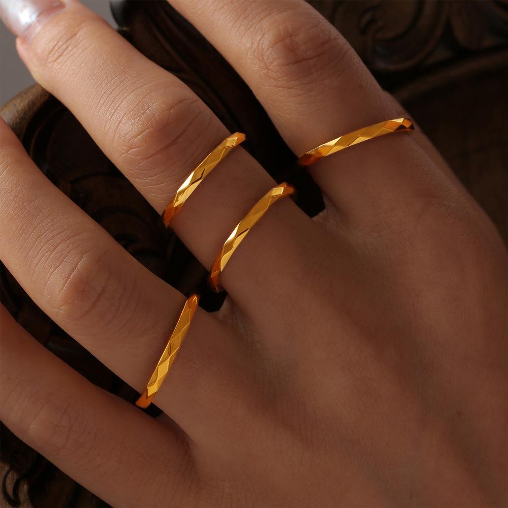 Кольцо с многогранным ромбом, титановая сталь не выцветает, простой дизайн, парное кольцо