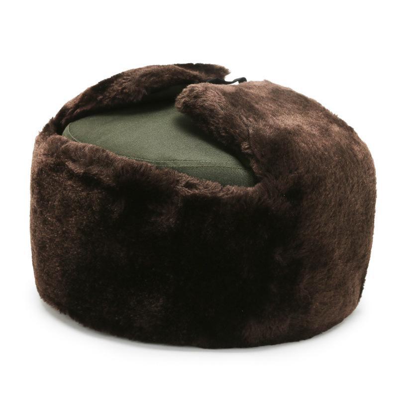 Elderly Winter Lei Feng Hat: Thick Cotton Military Style Ski Hat with Ear Protection for Men and Women.