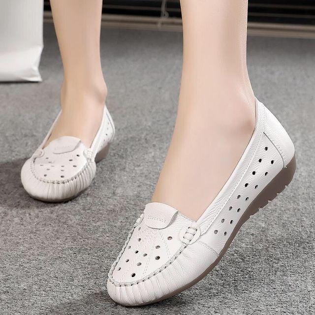 Размер 34–43, весенние женские элегантные лоферы из натуральной кожи, женская обувь, обувь для вождения на плоской подошве, на низком каблуке с круглым носком без шнуровки