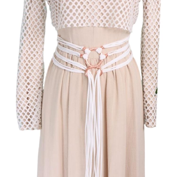 Adjustable Faux Leather Belt Long Rope Crossing Waist Strap Design Secure Metal Clasp Girdle For Stylish Styling