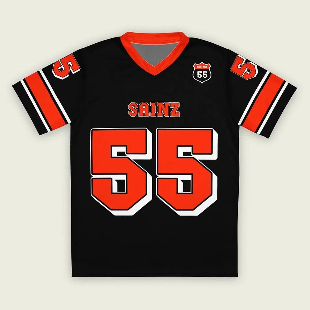 Racer Carlos Number 55Sainz Jr Jersey Unisex Loose V-neck T-shirt Casual Design 3D Printing Men/Women T Shirt Short Sleeve Tees graphic t shirts