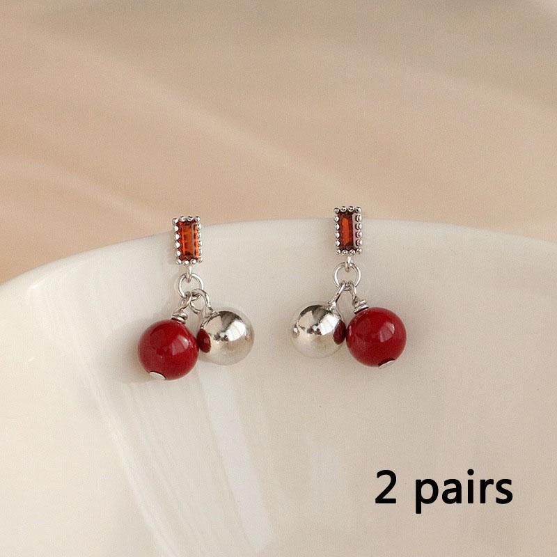 Модные серьги с красной фасолью, винтажные темпераментные красные серьги, ювелирные изделия