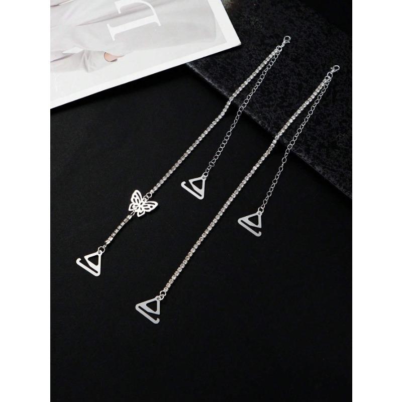 1 Pair Women's Butterfly Rhinestone Decorative Bra Straps, Fashion Sexy Off-Shoulder Hollow Strap