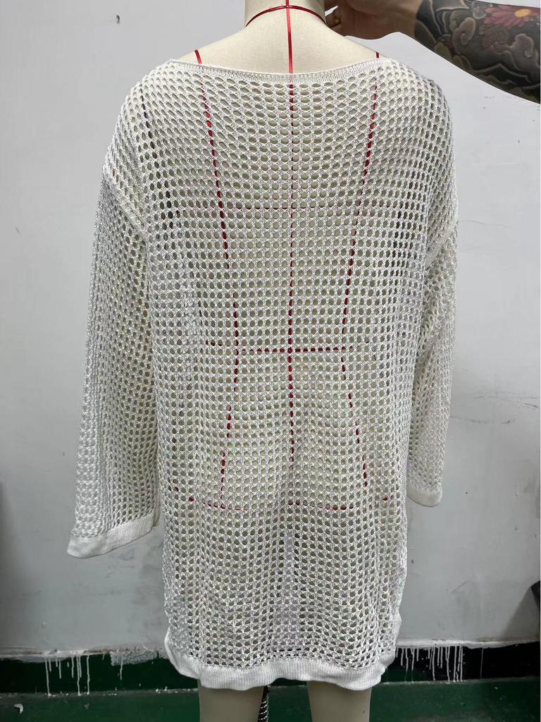 European & American Mesh Knit Bikini Cover-Up Sweater - Women's Summer Beach Sunscreen Shirt