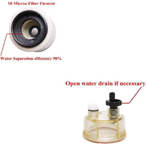 IFJF R12T Fuel Water Separator Marine 120AT NPT ZG1/4-19 Automotive Parts With Fitting -Complete Combo Filter Diesel Engine(Includes 2 Fittings,2