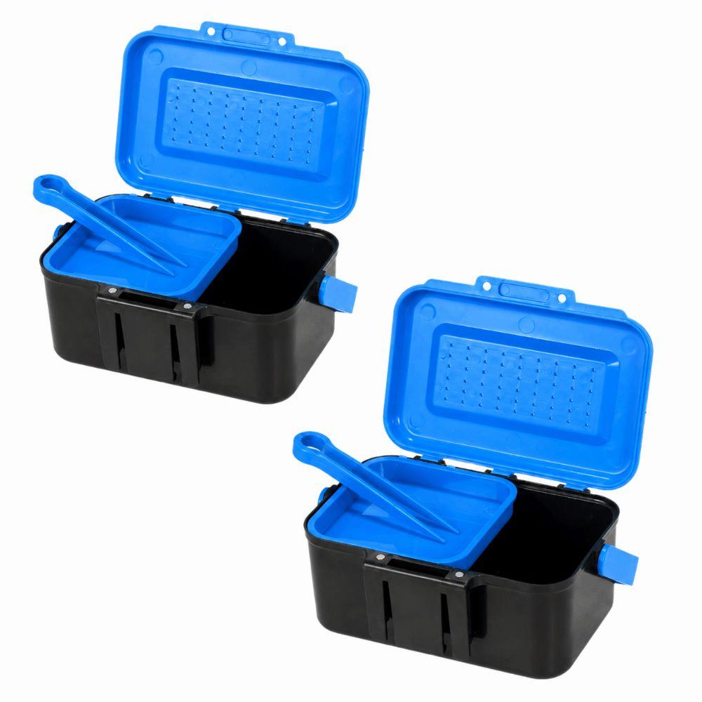 2PCS Plastic Fishing Bait Box with Clip Worm Storage Case Fishing Lure Box Fishing Accessories