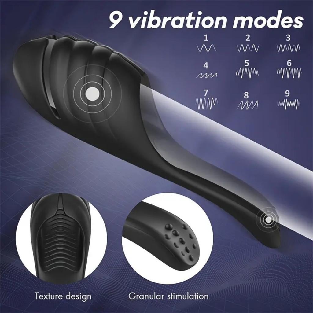 Male Masturbator Penis Vibrator with 9 Vibrations, Men's Glans Training Stimulator, Extends Stamina and Sexual PlaytimeMen's Masturbation Sex Toys