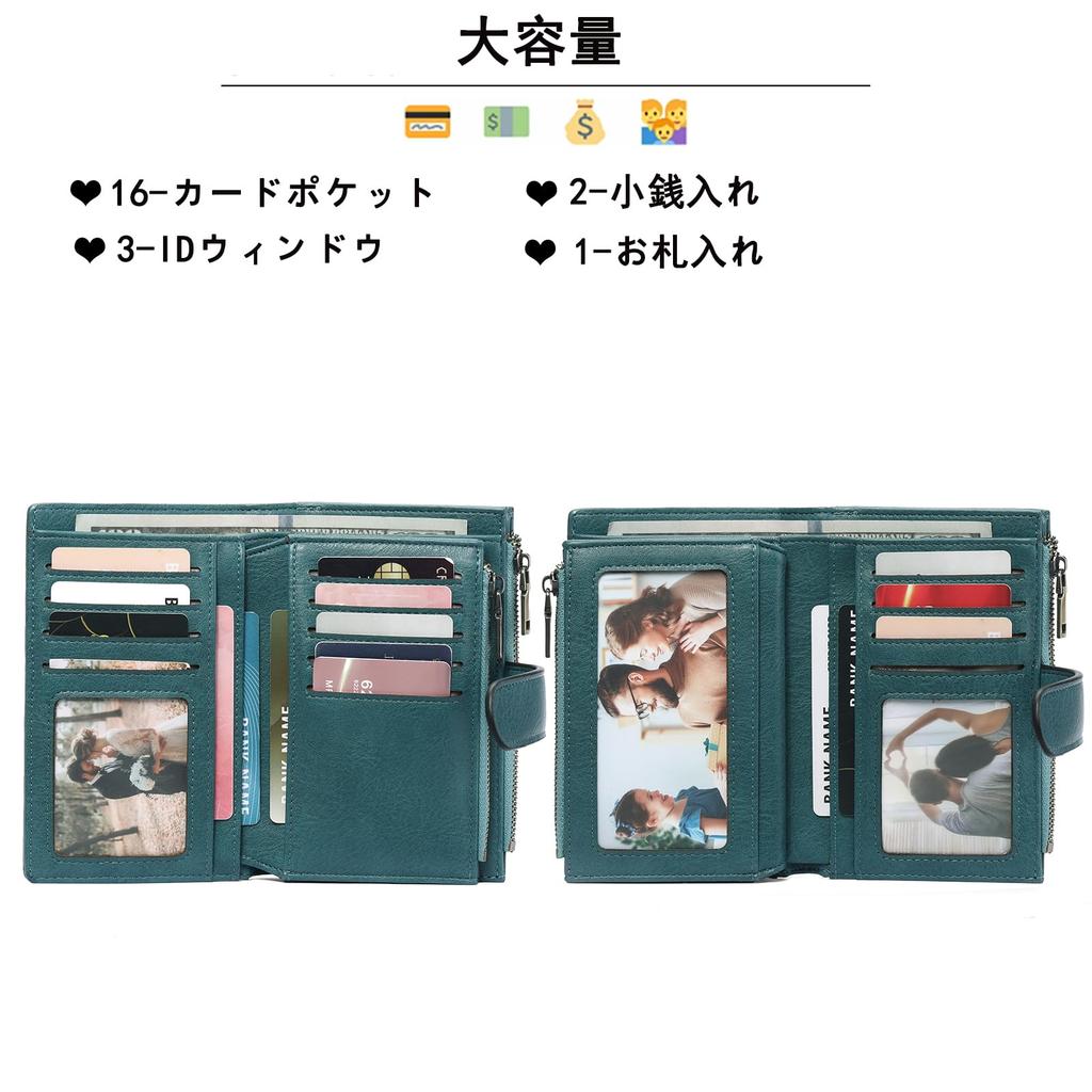 RNIEGA Кошелек bifold, Натуральная кожа, Легкий, Большая вместимость, Складной кошелек, Женский кошелек, Защита от скимминга, Кошелек для монет, Картхолдер,