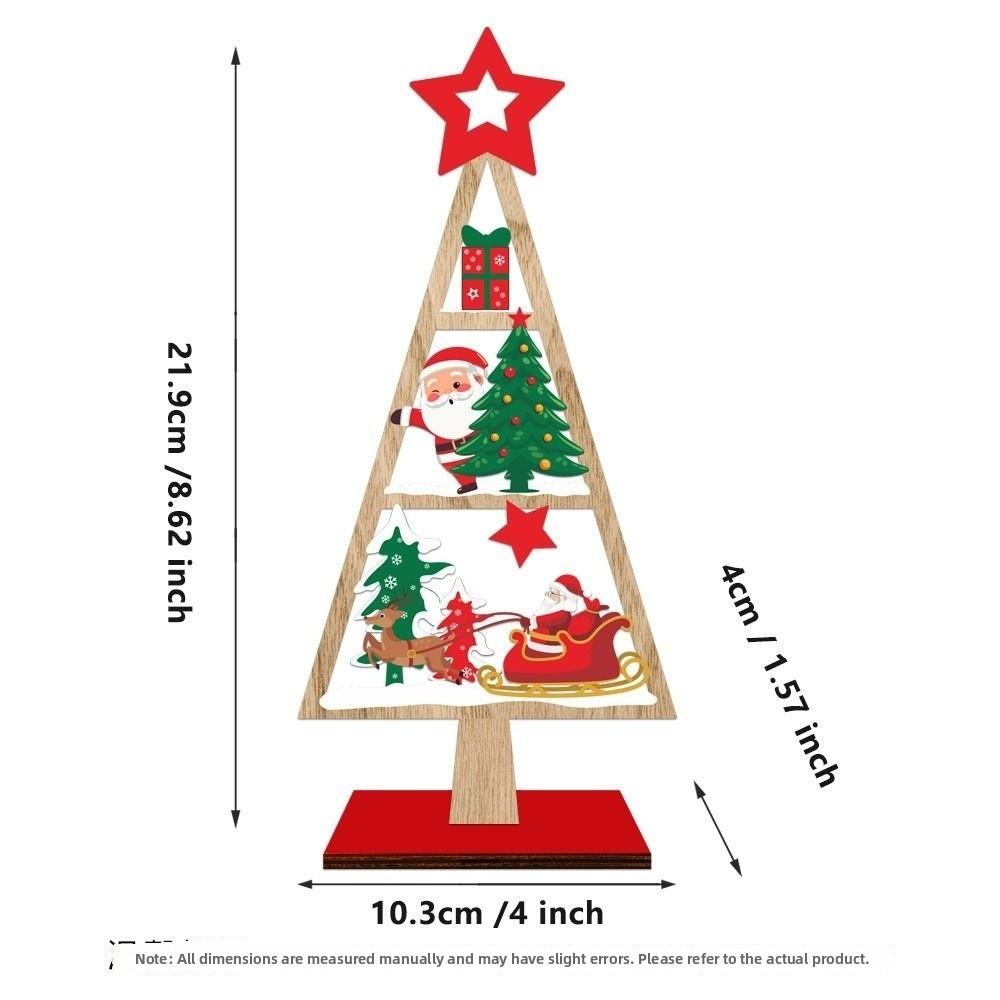 Wood Christmas Decoration Multicolor Tabletop Ornament Christmas Tree Desktop Ornament  Gift