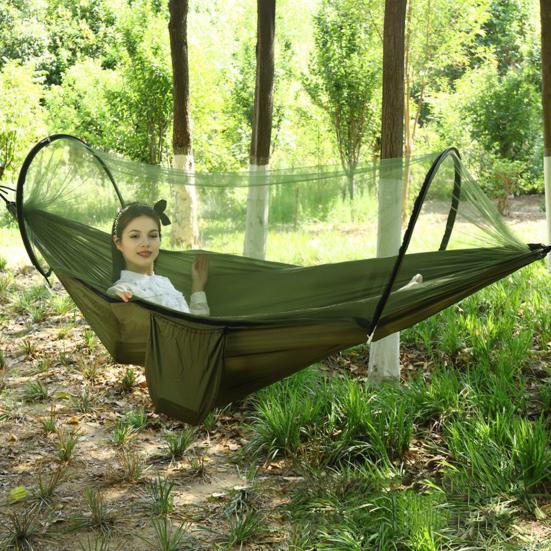 Гамак для кемпинга Yousheng с сеткой от комаров 200 кг, дышащий, легкий, портативный, одинарный, с ремнями для крепления к дереву, простая установка, гамак для походов в помещении и на открытом воздухе