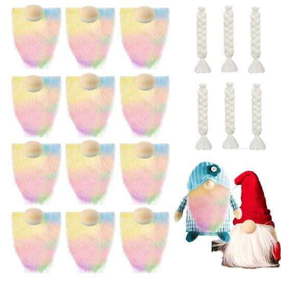 Набор из 18 бород и кос для кукол-гномов своими руками, бороды из искусственного меха с носом-шариком из дерева, украшения своими руками, товары для творчества на Рождество, кукла-гном