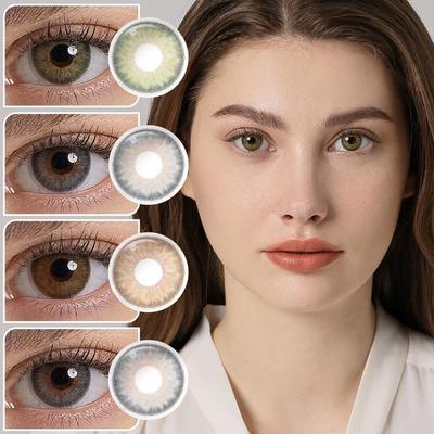 Цветные линзы для глаз черный белый голубой красный диаметр 14,5 мм 1 пара + контейнер для линз