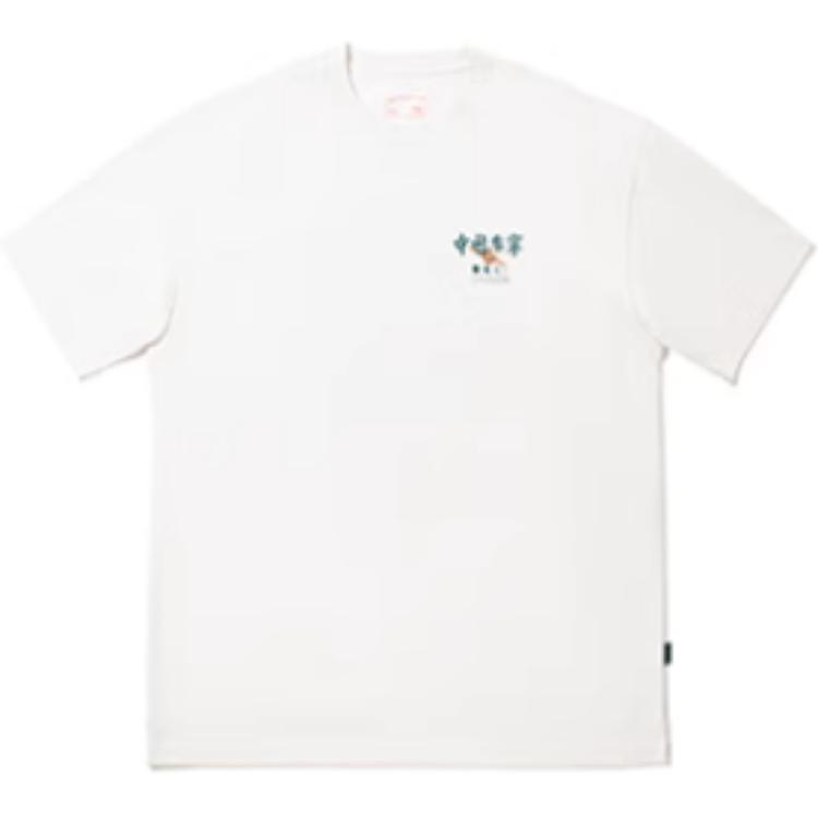 Li Ning Trendy Sports Series Simple Solid Color Round Neck Pullover Short Sleeve T-Shirt Unisex Tops Champagne-White AHSV825-1