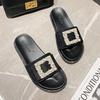 Fashion Luxury Pearl Buckle Slides Woman String Beaded Shoes Summer Flat Sandals Cozy Slip On Slippers Female Babouche Flip Flops Ladies