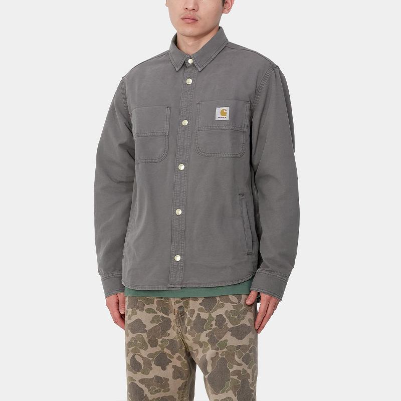 Carhartt WIP Куртка-рубашка FW24 Conro с пуговицами тройной строчки и передним карманом, унисекс, графитово-серая I033767-87-4J