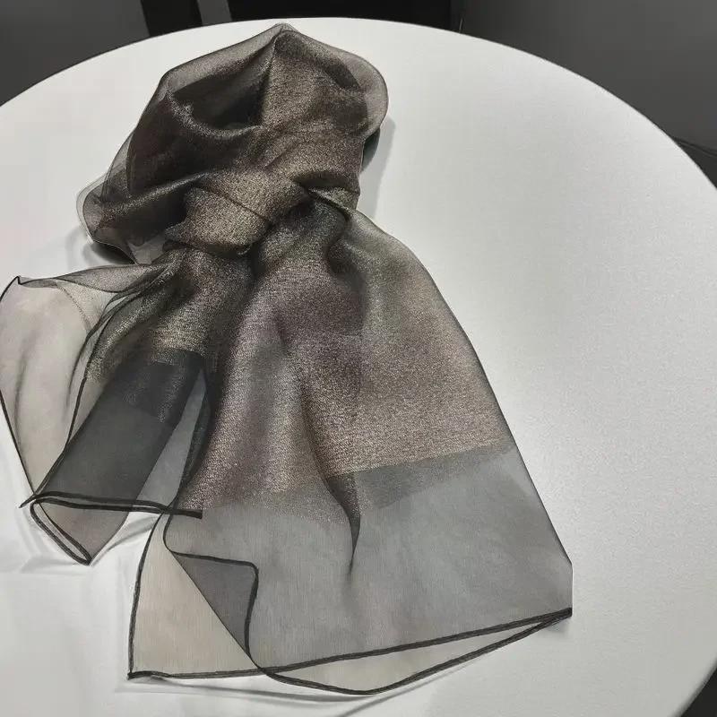 Elegant Imitation Silk Scarf - Solid Color, Sun Protection, Fashionable Female Shawl, Long and Simple Design