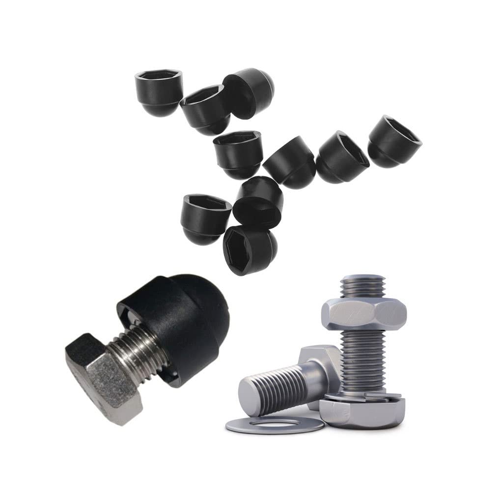 Yiooskl 10pcs M6 M8 M10 M12 Bolt Nut Protective Cap Hex Tool Kit Cover, Black/M10/17mm