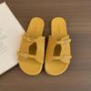 One Foot Slippers Women's New Summer Wear Flat Slippers Double Buckle Beach Slippers Women