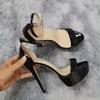 Women Sandals Sexy Open Toes 14cm Supper Flash High Heels Patent Leather Nighclub Platform Party Red Wedding Shoes Plus Size 44