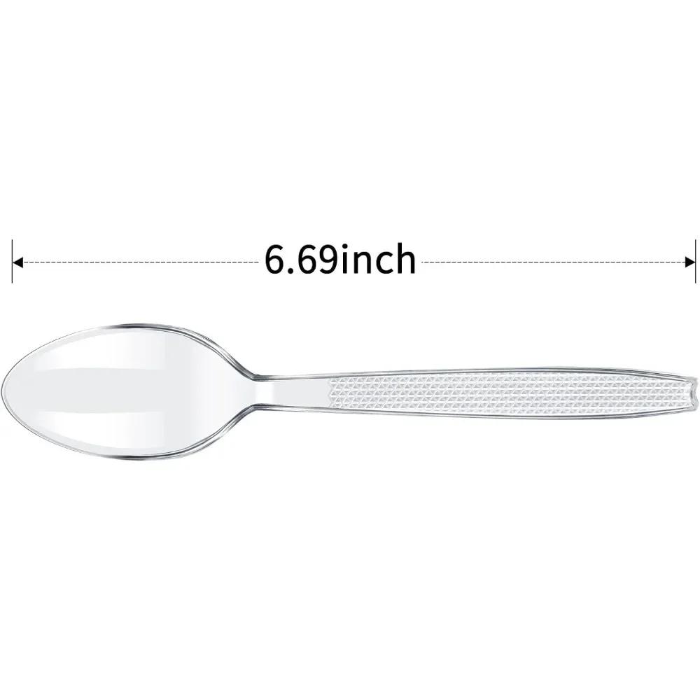 100 шт. Одноразовые пластиковые ложки Пластиковые столовые приборы Прозрачная чайная ложка Одноразовая посуда для десерта Мороженое Праздничные принадлежности