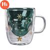 Hi Puntos 300ml Christmas Heat Resistant Double Wall Tea Coffee Glass Cup Mug Drinkware
