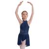 Girls Glittery Lyrical Dance Dress - Rhinestone Decor & Irregular Hem for Stage Performances