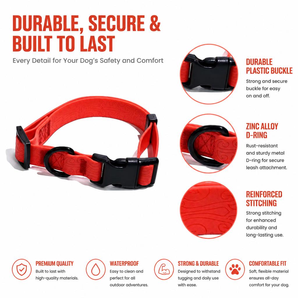 Waterproof PVC Dog Harness Leash Set 8-in-1 Hands Free Adjustable Embossed Texture Heavy Duty Pet Collar for Medium Large Dogs