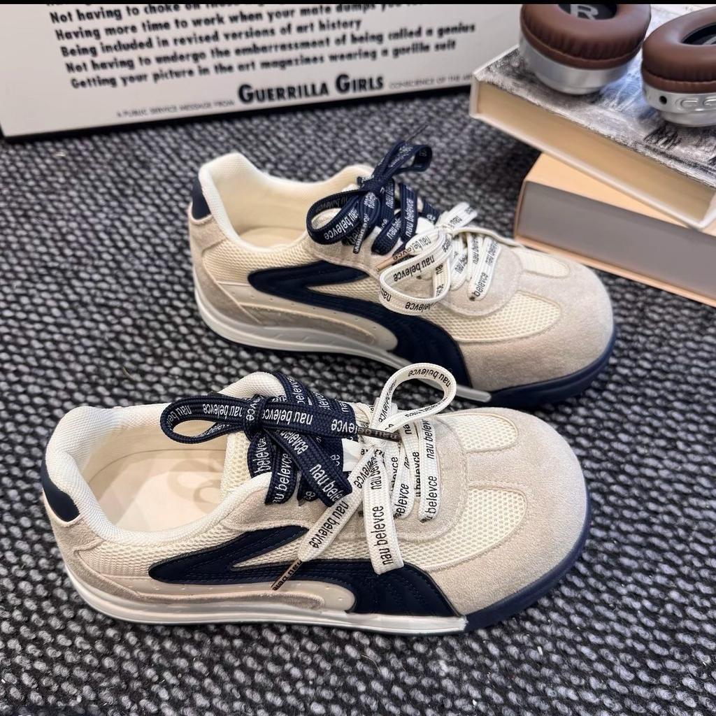 2025 ранняя осень немецкие тренировочные туфли ретро легкие мягкая подошва маленькие спортивные туфли пара шнурков толстая подошва дышащая сетка женские туфли