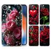 Чехол для телефона iPhone 15 14 13 12 Mini 11 Pro Max XS X XR 7 8 Plus, прозрачный противоударный силиконовый чехол, красивые цветы красной розы