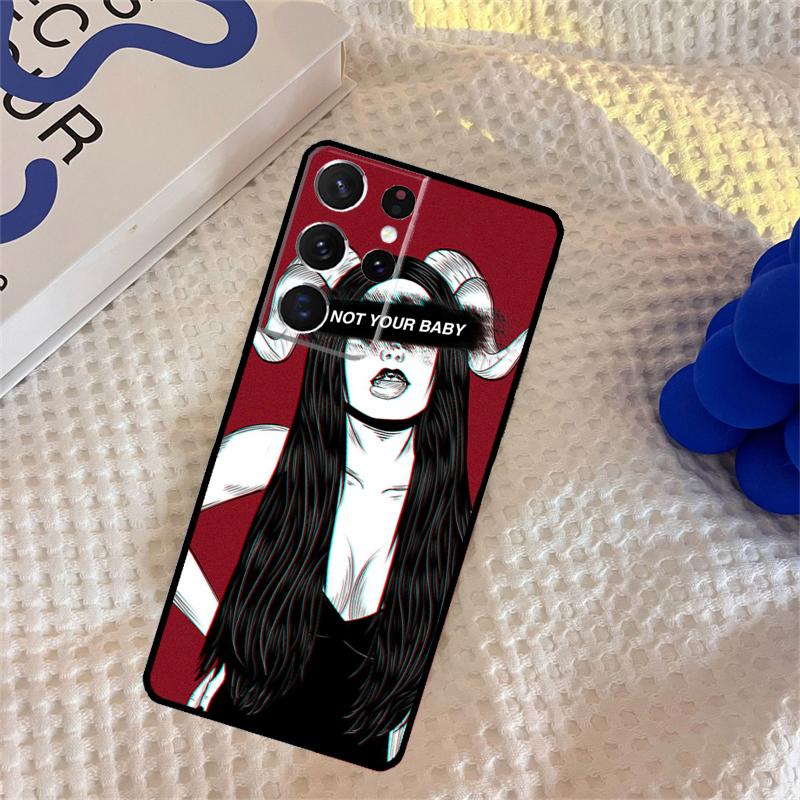 Aesthetic Devil Woman Bad Girl Phone Case For Samsung Galaxy S24 S25 Ultra S9 S10 S20 S22 S21 Plus S23 FE Portector Cover