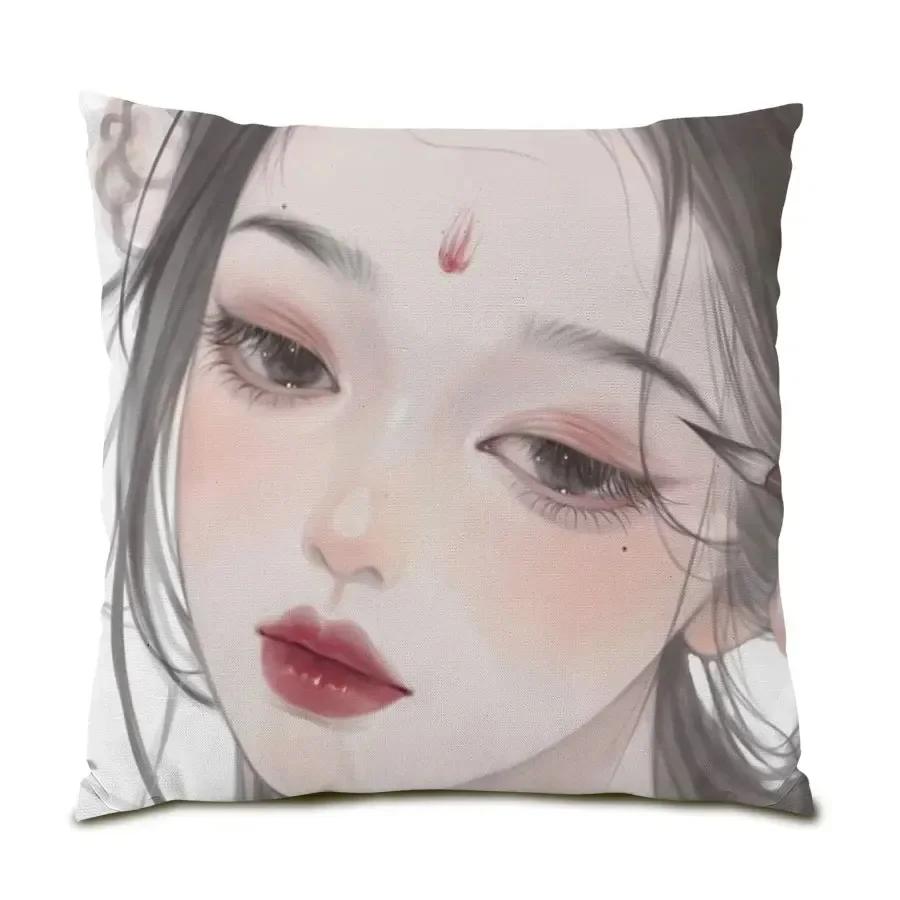 Luxury Home Decor Cushion Cover Cartoon Character Print Office Sofa Pillow Cover