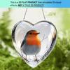 1pc Heart-Shaped Robin Acrylic Sun Catcher - Reflective Red-Breasted Bird Hanging Decor