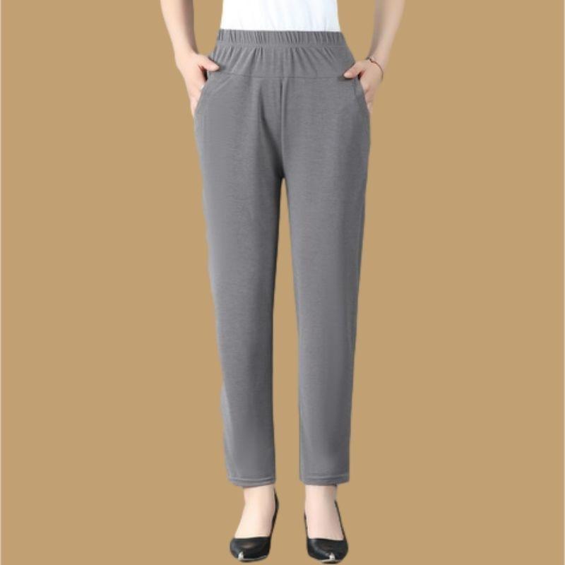 Брюки для мам весна-лето с тонкой эластичной талией для женщин среднего и пожилого возраста, длинные повседневные брюки