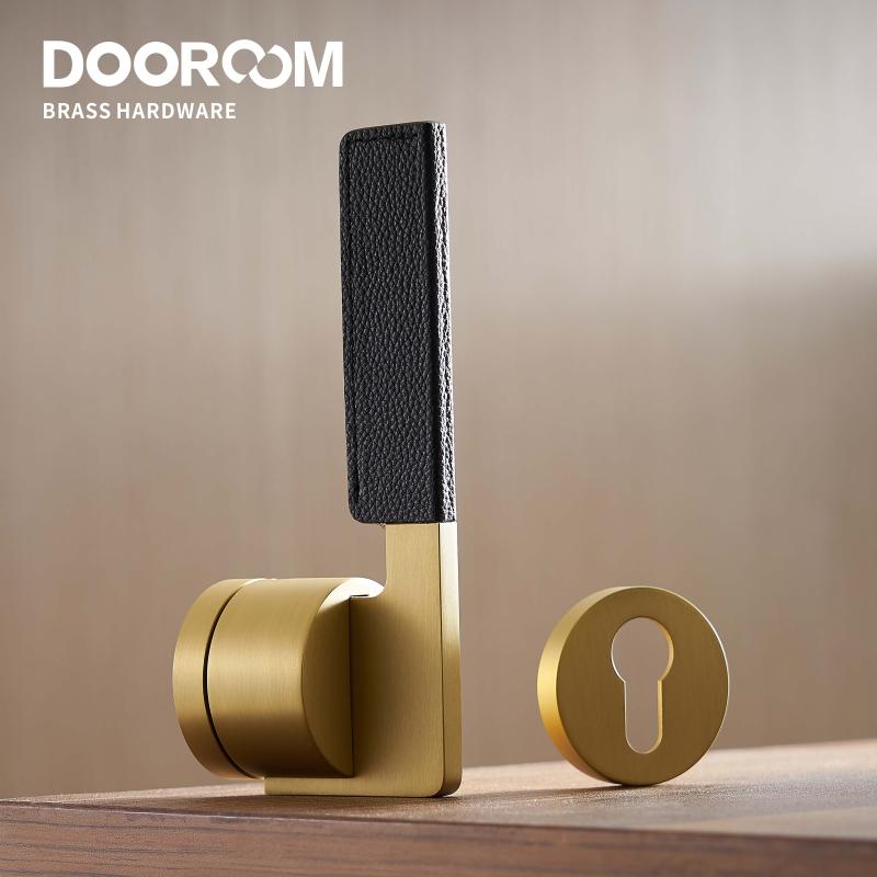Dooroom Набор дверных замков из латуни и кожи Черный Матовый никель Спальня Ванная комната Двойная ручка для деревянной двери Заглушка Приватность Проходной