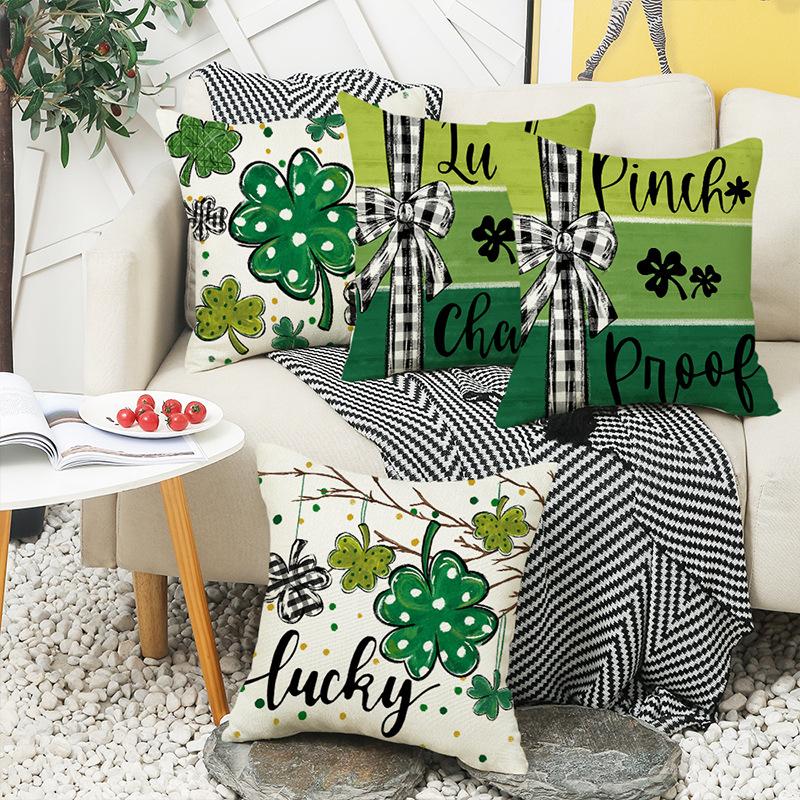 New St. Patrick's Holiday Decorative Pillow Case Home Sofa Lucky Letter Printed Waist Pillow