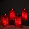 Unique Horror Themed Light Halloween Flameless LED Candle, Spooky Face Tree Stump Pillar Desktop Ornament Wax Drip Flickering Fake Candle for