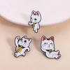 3Pcs Turbo Granny Cat Spying Enamel Pins Cartoon Anime Characters Cat Running Middle Finger Brooches Badge Funny Jewelry Gifts