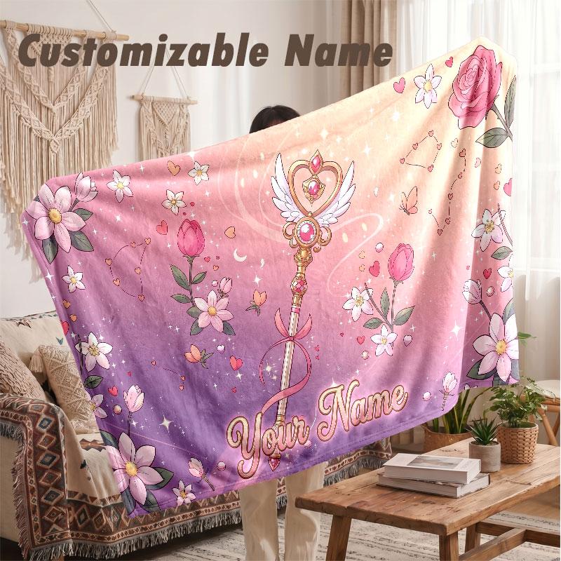 Custom Name Flannel Blanket,Sailor Moon Lightweight Warm Bed Blanket For Couch & Holiday Gift