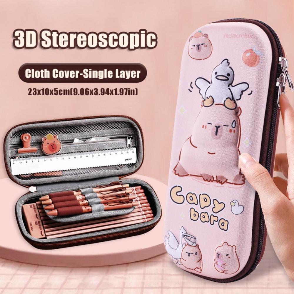 3D Capybara Pen Bag Large Capacity Pen Box Dirt-proof Pencil Case School Office