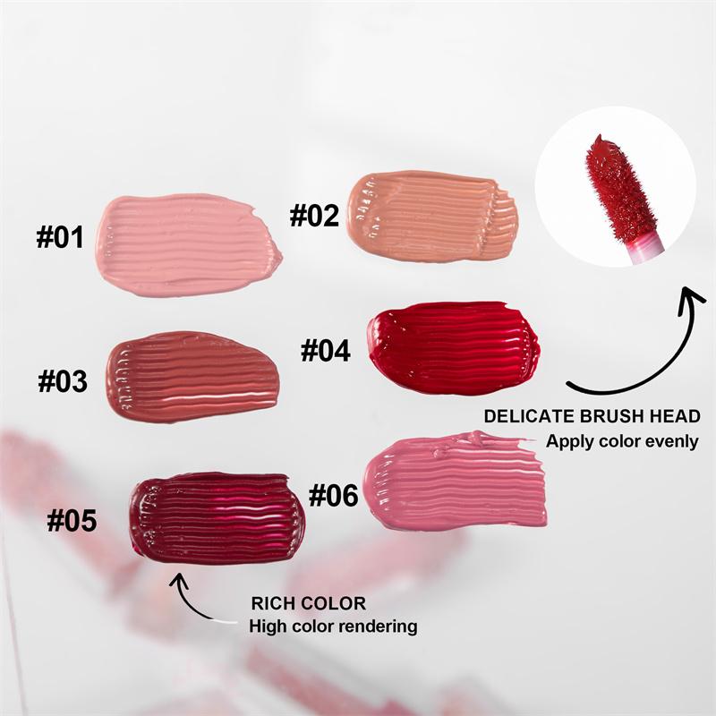 Набор из 6 квадратных тюбиков блеска для губ, бархатная матовая помада, долговечный водостойкий антипригарный красный макияж для губ